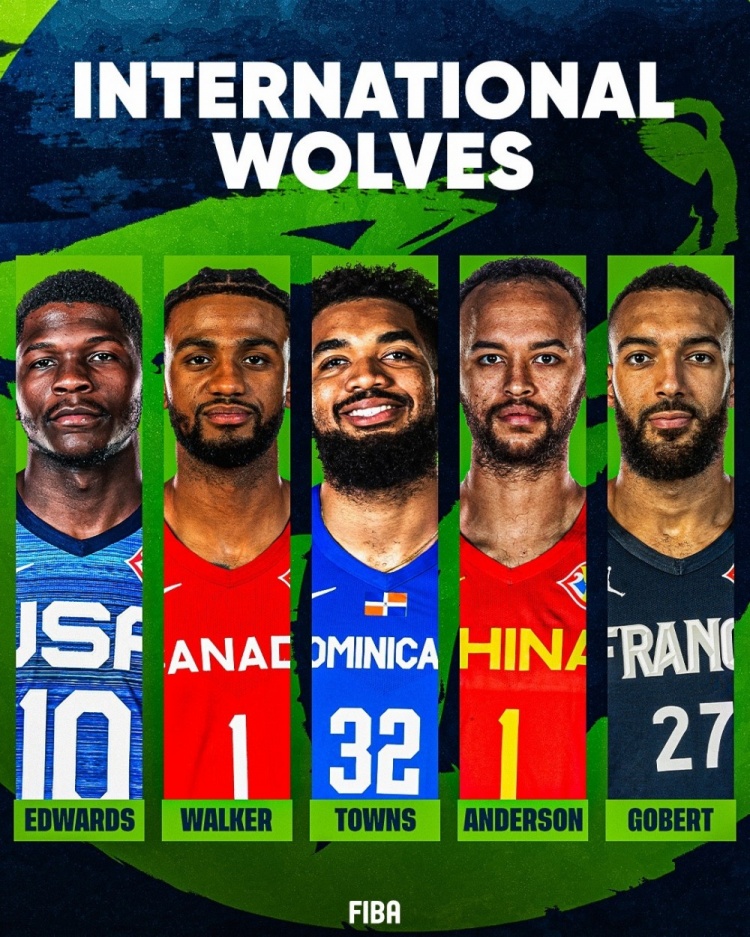 多人打过世界杯&李凯尔在列！FIBA官方晒森林狼阵容：国际狼?